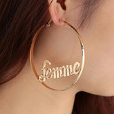 Femme Hoop Earrings Letter
